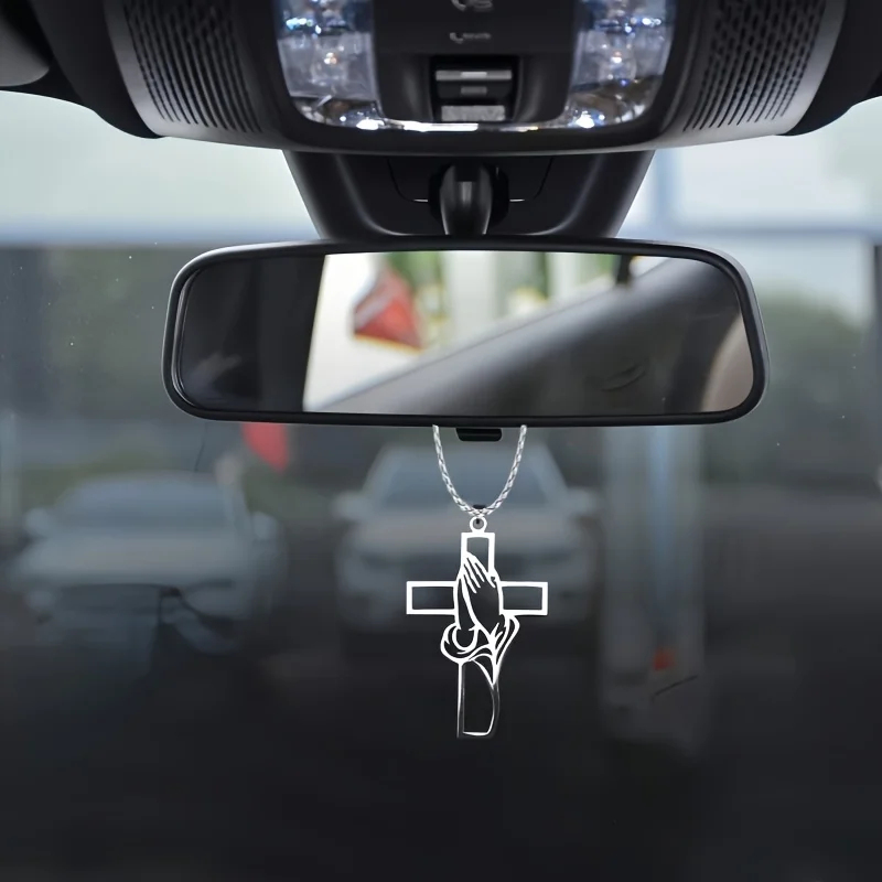 Car Accessories Mirror Hanging - Hohler Gebetshände-Kreuz-Anhänger, Auto-Innendekorationszubehör, Rückspiegel- oder Fensterdekoration,