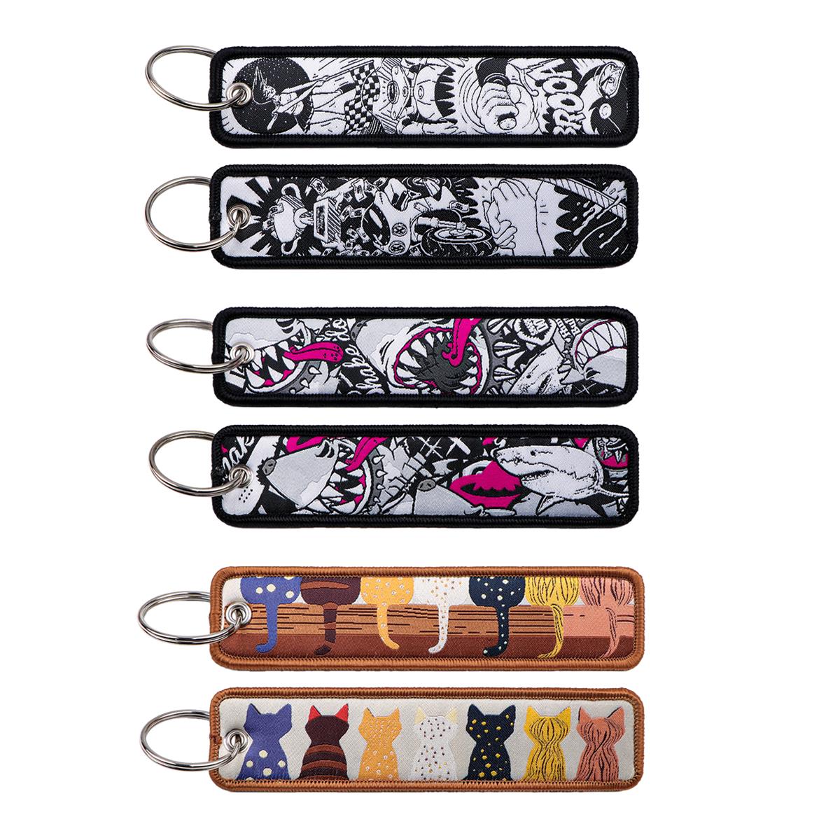 Car Accessories Quotation - 1 Stück Anime Hai-Katze Bestickter Schlüsselanhänger