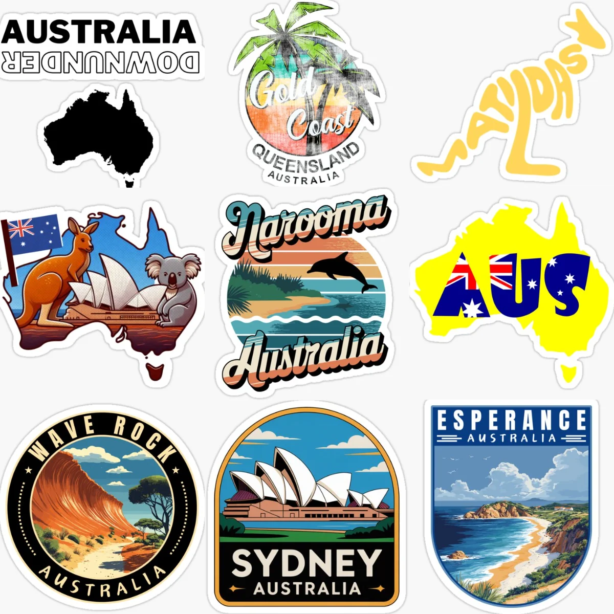 Car Accessories Australia - AUS Australien Flagge Karte Landschaft Emblem