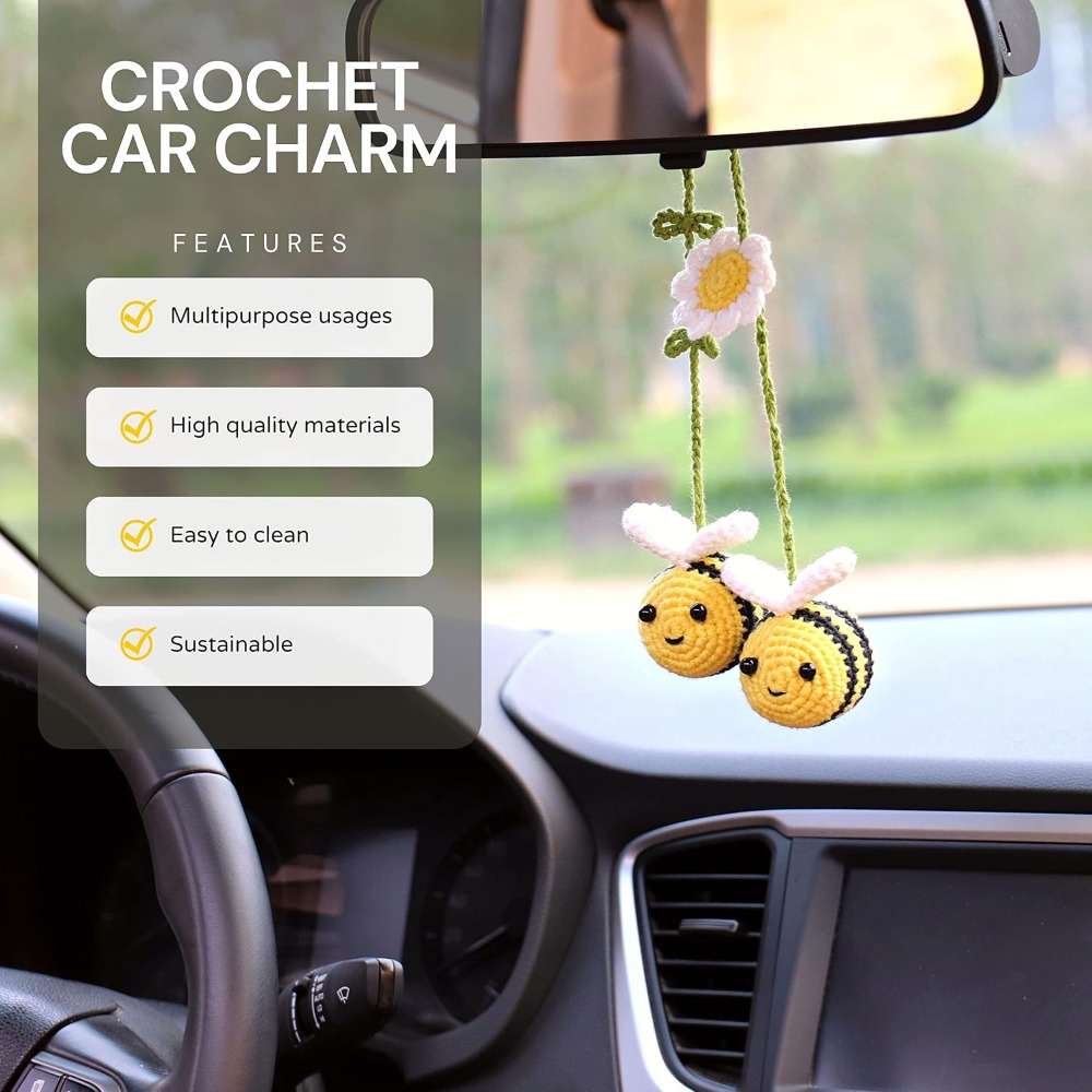Niedlicher Gehäkelter Bienen-A – Car Accessories Mirror Hanging Bewertung und Preis