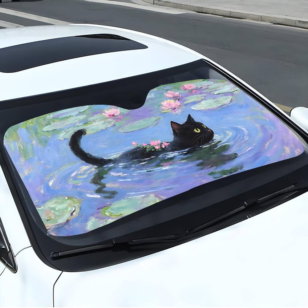 Cartoon Katze im Lotusblatt Au – Car Accessories Window Bewertung und Preis